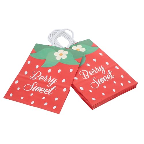 DIYEAH 1 Satz 1 Set Erdbeer Einkaufstasche Papiertüten Tragetaschen Erdbeer Tasche Erdbeer Zubehör Papiertüte Erdbeer Party Geschenkboxen Erdbeer Design Tasche Erdbeer 12 Stück von DIYEAH