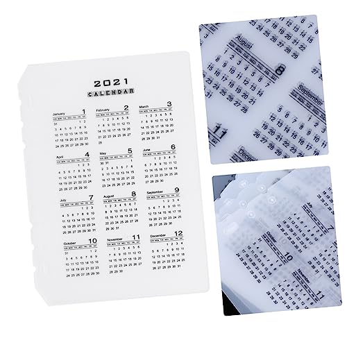 DIYEAH 1 Satz 10st Kalender 2021 Lose Trennwand 6-loch-nachfüllkalender Lochloser Kalender Lose Linke Kalenderteiler Transparenter Kalender Kalenderpartition Pvc von DIYEAH