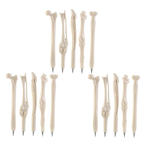 DIYEAH 1 Satz 15 Stück Knochen Kugelschreiber Leuchtstift Rocailles gruselig Edelsteine halloween halloween assecoires Kugelschreiber vorhanden Party Stift Plastik Weiß von DIYEAH