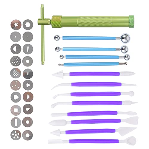 DIYEAH 1 Satz 33St Fondant-Werkzeugset Töpferwerkzeuge Herstellung Rad cos multifunktionswerkzeug multi tools Polymer-Modellbausatz Werkzeug zum Schnitzen von Ton Rostfreier Stahl Violett von DIYEAH