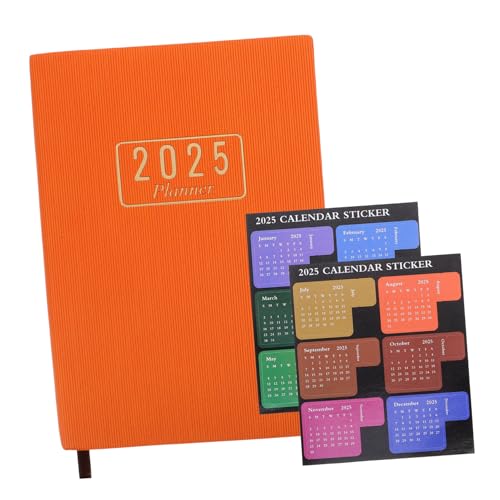 DIYEAH 1 Satz Agenda-Buch Pläne notizbuch familienplaner Zeitplanbuch 2025 Arbeitsplaner Notizblock Haushaltsplaner Organizer multifunktionaler akademischer Planer Papier Orange von DIYEAH