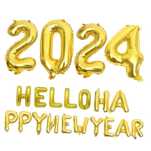 DIYEAH Party Luftballons 1 Satz Ballon 2024 Luftballons Für Die Babyparty Silberne Buchstabenballons Wand Polsterung Happy New Year Ballons Ballon Mit Großer Zahl Ballon Mit Partynummer Aluminiumfolie von DIYEAH