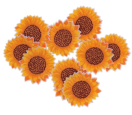 DIYEAH 1 Satz Banner Bestickt Blumenflecken Schönheit Liefert Werkzeuge Blumen- Sonnenblumen Aufnäher Apfelding Gestickter Blumenfleck Hübsches Sonnenblumenfeld Polyesterfaden Yellow 10st von DIYEAH