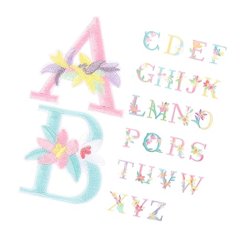 DIYEAH 1 Satz Buchstaben Strass Stoff Patch Weiße Patches Abc Alphabet Patch Daisy Aufkleber Jeans Patch Applikation Kit Varsity Buchstaben Kleidung Patch Jeans Patches 26 Stück von DIYEAH