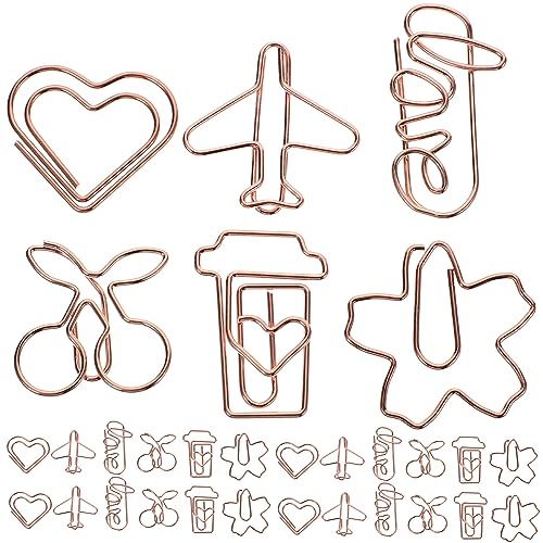 DIYEAH 1 Satz Büroklammer Chip-clip Dokumentclips Gardinenklammern Mit Ringen Zwischenablage Papier Essensclips Textmarker Lesezeichen Dokumentieren Klemmbretter Rose Gold Metall 30st von DIYEAH