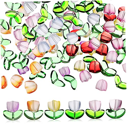 DIYEAH 1 Satz Bunte Handgefertigte Perlen Muttertagsgeschenke Muttertag Muttertaggeschenke Muttagsgeschenk Anhänger Aus Tonperlen Tulpen Kleine Glasperlen Farbige Perlen 80st von DIYEAH