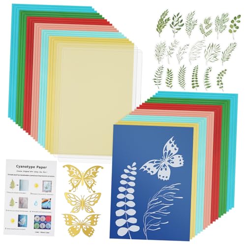 DIYEAH 1 Satz Cyanotypie DIY Druckkit Farbige Druckpapiere Druckpapier für Künstler Gel-Druckset süße kleine Büroklammer Sonnenpapier Druckerpapier DIY Sonnendruckpapier Naturfaser-Papier von DIYEAH