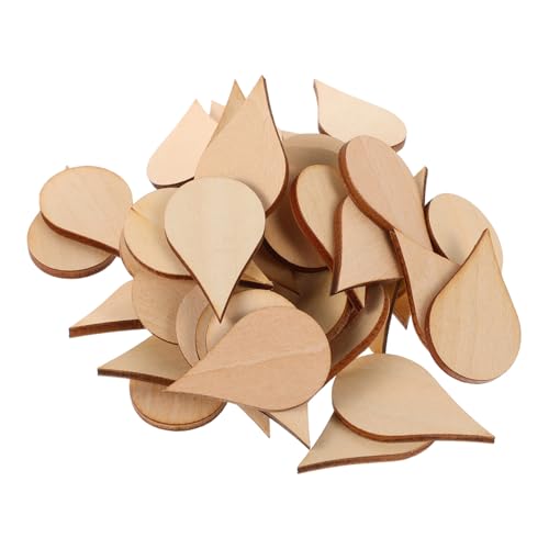 DIYEAH 1 Satz Dekoration Aus Holzspänen Holzplatten Holzverzierungen Holzornamente Für Das Kunsthandwerk Weihnachtsscheibe Aus Holz Hängendes Ornament Aus Holz Hölzern Beige 50 Stück von DIYEAH