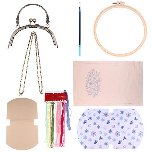 DIYEAH 1 Satz Diy-material-kit Taschenherstellungsset Bausatz Nadelstanzset Bausätze Gestempelter Stich Stickerei-kits Armbänder Stickrahmen Maschine Umhängetaschen Beige Stoff von DIYEAH