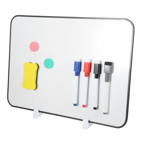 DIYEAH 1 Satz Doppelseitige Schreibtafel Whiteboard Trockenlöschtafel Für Den Schreibtisch Magnetische, Trocken Abwischbare Tafel Schultafeln Board Mit Rack Radiergummi Metall Weiß von DIYEAH