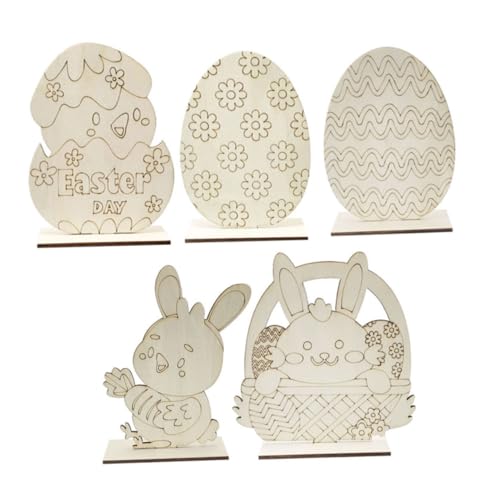 DIYEAH 1 Satz Eierhase Aus Holz Ornamente Dekorative Ostereier Für Die Inneneinrichtung Dekoration Schlafzimmer Bedroom Decoration Diy Färbung Schmücken Ostern Themed Diy Schmückt 5st von DIYEAH