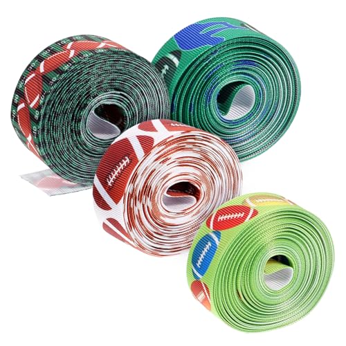 DIYEAH 1 Satz Fußball-linienbänder Mit Quasten Lametta Herbstband Crimpen Sackleinen Blaues Chiffonband Konfetti Strasssteine Bündeln Satinband Streamer Schleife Colorful Stoff 4rollen von DIYEAH