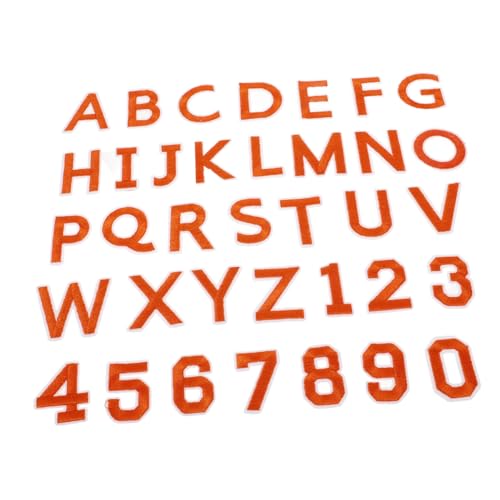 DIYEAH 1 Satz Gestickte Aufnäher Stickerei Buchstaben Aufnäher Flicken Nummern Aufbügeln Baseball-nummern-patches Stoffbuchstaben Aufbügeln Flicken Für Kleidung Stickgarn Orange 72st von DIYEAH