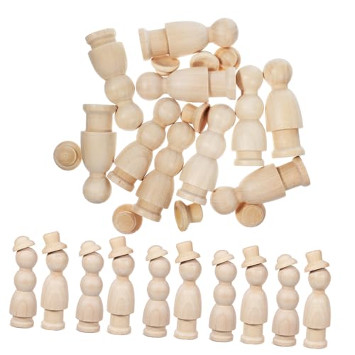 DIYEAH 1 Satz Graffiti-Holzfigur unvollendete Peg-Puppen unbemalte Peg-Puppen Holz Puppen Holzfiguren für Kunsthandwerk Miniaturpuppen Familienfiguren aus Holz Lotusbaum Beige von DIYEAH