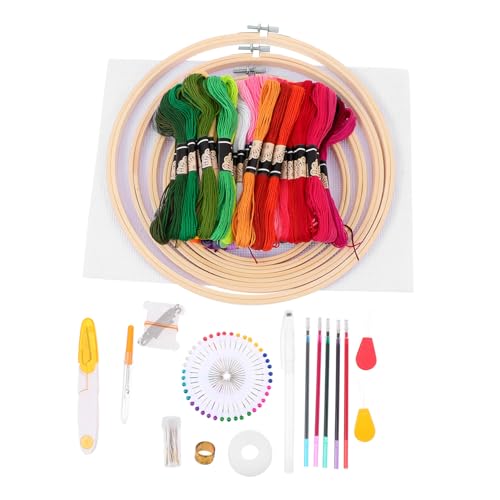 DIYEAH 1 Satz Handstickerei fringe quastenborte decor Colored thread set nähmaschine dekoringe 50 farbige Stickgarne Hand Stickwerkzeug Stickgarn-Kit Stickwerkzeuge Nähwerkzeuge hölzern von DIYEAH