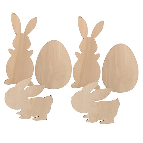 DIYEAH 1 Satz Haseneier Aus Holz Plüschkaninchen Stofftier Osterhase Beflockter Osterhase Beute Hasen Basteln Hasenzubehör Ausgeschnitten Ostertasche Eierstecher Matschig Osterkörbe 6st von DIYEAH