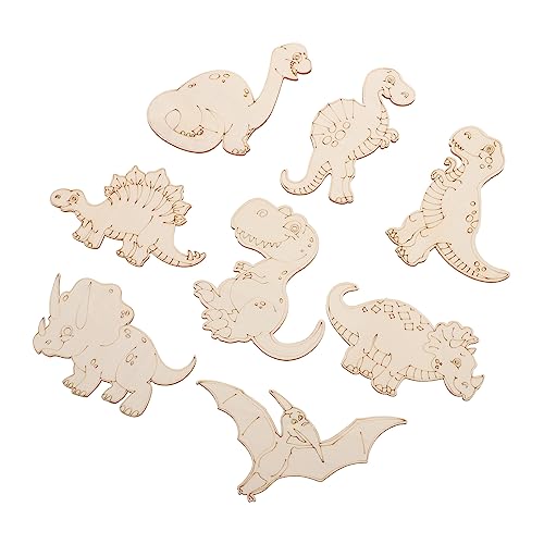 DIYEAH 1 Satz Hölzerne Dinosaurier-chips Bausatz Planke Handgefertigter Graffiti-chip Tablette Handmalerei Für Hand Malerei Für Graffiti-holzspäne Designchips Aus Holz 8st von DIYEAH