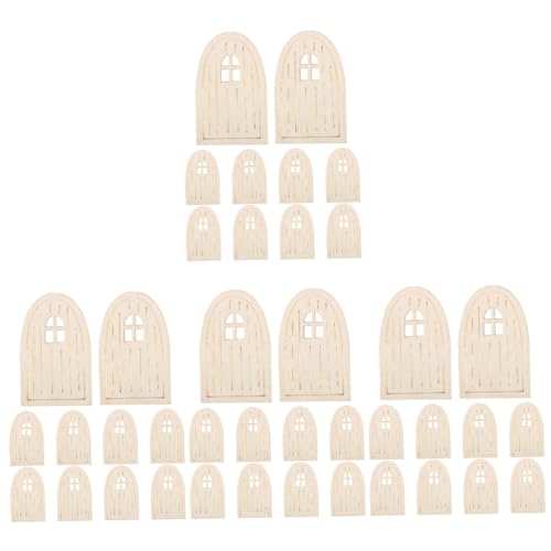 DIYEAH 1 Satz Hölzerne Elfentür Künstliche Pflanzen Gartenschmuck Miniatur-feentür-set Lichter Für Die Raumdekoration Mini- Lichterketten Für Schlafzimmer Ornamente Beige Holz 10st von DIYEAH