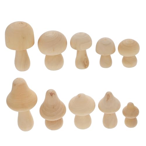 DIYEAH 1 Satz Hölzerner Pilz Weihachtsdeko Wihnachtsdeko Holzfiguren Set Weihnacjtsdeko Diy Dekoration Pilze Pilz-puzzle Pilzspielzeug Aus Holz Unfertige Modelle in Pilzform 10 Stück von DIYEAH