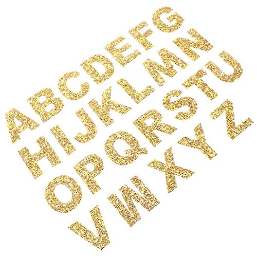 DIYEAH 1 Satz Hotmelt-klebepflaster Flicken Aufnähen Strass-buchstaben Strasssteine Spitzenband Nähen Strass-alphabet-applikationen Buchstabenaufkleber Strassapplikation Bohrtuch Golden von DIYEAH