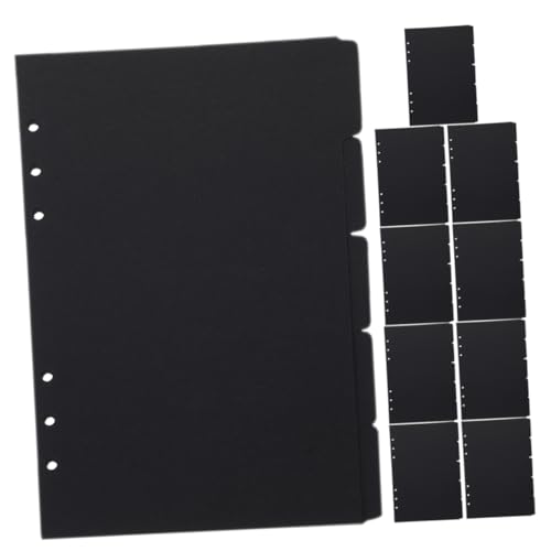 DIYEAH 1 Satz Index-label Ästhetische Trennwände Notebook-tab-teiler A5 Trennwände Loseblatt-marker Gestanzte Ordnerteiler Notizblock-tabs Abnehmbare Notizbuchteiler Papier Black 10 Blatt von DIYEAH