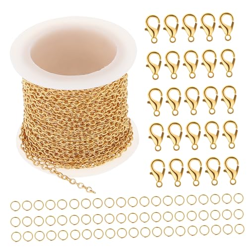 DIYEAH 1 Satz Kettenset Mit Karabinerverschluss Halskettenkette Mit Schnallen Doppelter Karabinerverschluss Aus Gold Armbandkette Schmuck-ergebnisset Schmuck Links Zinklegierung Golden von DIYEAH