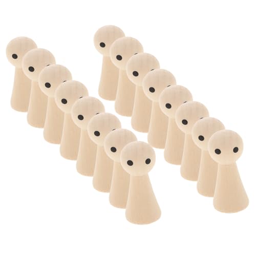 DIYEAH 1 Satz Kleiner Holzmann Holzspielzeug Puppenauge Wiedergeborene Babypuppen Bjd-puppe Puppenkopf Mini-essen Miniatur Dekorative Holzpuppen Unvollendete Peg-puppen Beige 20st von DIYEAH