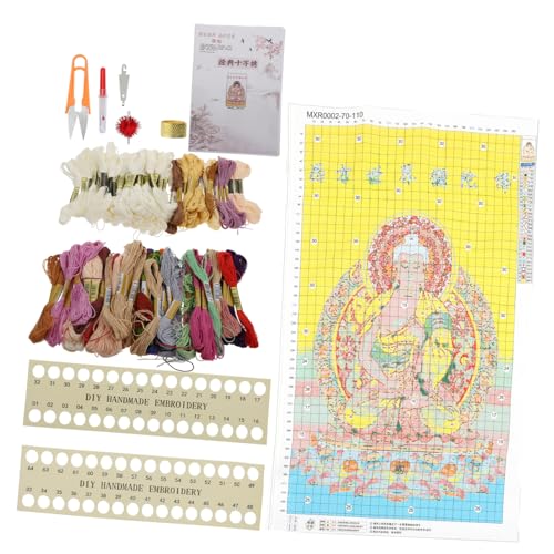 DIYEAH 1 Satz Kreuzstich Stickwerkzeuge buddhistisches Stickmuster Stickmaterial-Set Stickerei-Kits stickerpappier stickrahmen Sticken für Anfänger Nähwerkzeug für den Haushalt Baumwolle von DIYEAH