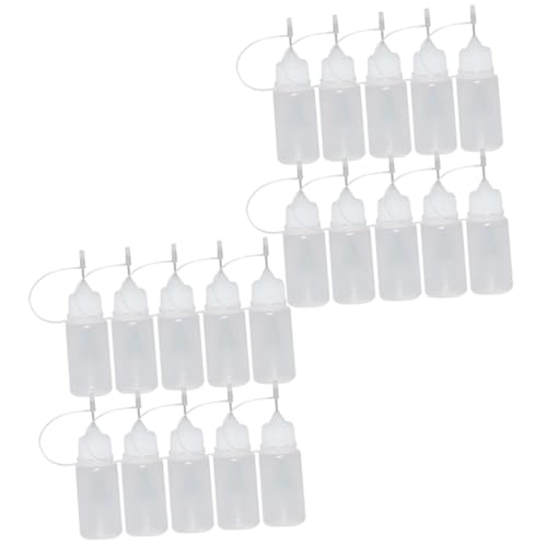 DIYEAH 1 Satz Leere Leimflasche Mit Langem Nadelrohr -applikatorflasche Kleine Fläschchen Für Kleber Bastelkleberflaschen Mit Feiner Spitze Rostfreier Stahl Weiß 30st von DIYEAH