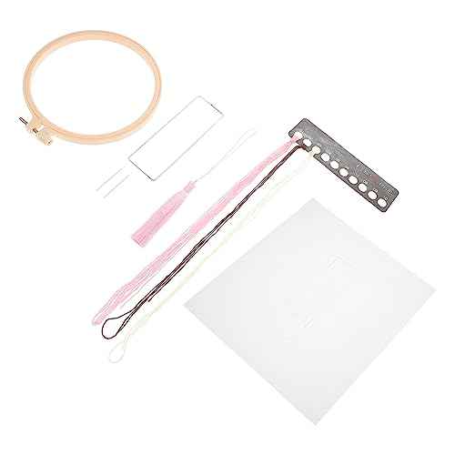 DIYEAH 1 Satz Lesezeichen Handstickerei Cross-kit Sticknadel Stickrahmen Stickerei-stoff Bausätze Gestempelte Stickpackungen Zubehör Mini-nähset Stickset Für Anfänger Nähgarn Organza Rosa von DIYEAH