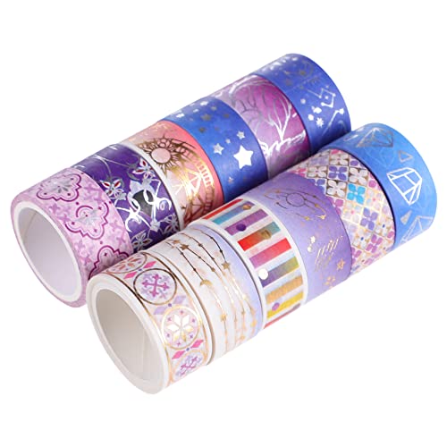 DIYEAH 1 Satz Lila Konstellationsband Flüssig Funkeln Scrapbook-washi-tape Dekoratives Klebeband Für Diy Abdeckband Für Diy Scrapbooking-klebeband Diy Klebeband Violett Papier 12rollen von DIYEAH