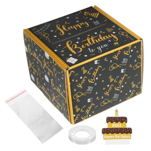 DIYEAH 1 Satz Lotterie-Geschenkbox Die Geschenkideen zum Geburtstag für Männer ueberraschungsbox Bargeld zum Geburtstag abheben Geldkassette zum Herausziehen Papier Black von DIYEAH