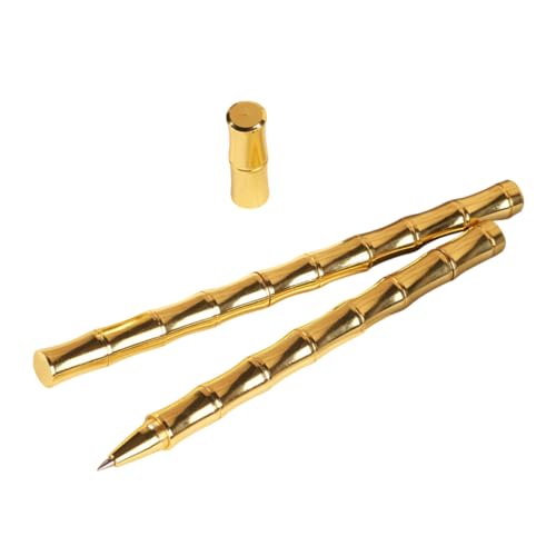 DIYEAH 1 Satz Neutraler Unterschriftenstift Aus Bambus Dekorativer Kugelschreiber Stifte Golden Messing 2st von DIYEAH