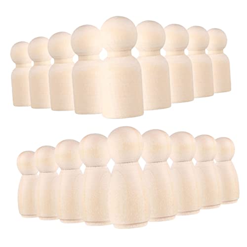 DIYEAH 1 Satz Peg People Miniaturspielzeug Kinderbasteln Puppenhausmöbel Puppen Vorschulklassenzimmer Must Haves Kinderhaken Unbemalte Peg Figuren Unfertige Holzfigur Holz 40 Stück von DIYEAH