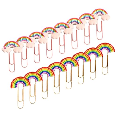 DIYEAH 1 Satz Regenbogen Büroklammer Präsentationsklammern Lesezeichen Büroklammern Marker Mini Clips Klemmbretter Große Binderclips Große Büroklammern Büroklammern Süße 16 Stück von DIYEAH