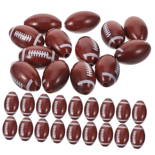 DIYEAH 1 Satz Rugby-holzperlen Fußballperlen Für Armbänder Fußballzubehör Sport Wohnungsdeko American Football Dekoringe Lose Schmuckperle Halskette Abstandsperle Brown 50 Stück von DIYEAH