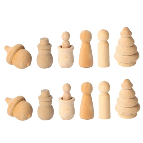 DIYEAH 1 Satz Satz Puppen Peg-puppenkörper Miniaturen Puppenständer Anime-gliederpuppe Holzfiguren Holz Figuren Leere Holzpuppe Diy-material Diy Liefert Lotusbaum Khaki 12st von DIYEAH