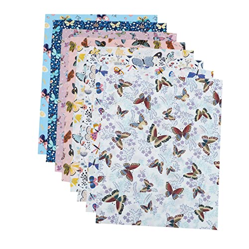 DIYEAH 1 Satz Schmetterlings-Patchwork-Tuch-Set Stoffreste Stickfaden Stickgarn Leinen Stickerei Filzstoff Bastel Materialien Cotton Fabric Steppstoff Quilten Von Patchwork Baumwolle 8st von DIYEAH