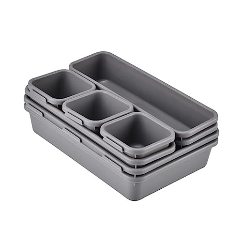 DIYEAH 1 Satz Schublade Aufbewahrungsbox Aufbewahrungsdose Storage Boxes Han Karteikasten Dokumentieren Vorratsbehälter Für Kleinigkeiten Kosmetik-organizer Pp Light Grey 8st von DIYEAH