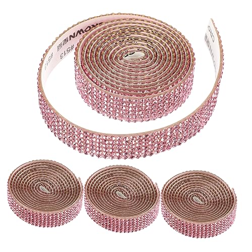 DIYEAH 1 Satz Selbstklebende Strass-sticker Blaues Band Reize Sackleinenband Strassbesatz Schmuck Paillette Streifen Weißes Chiffonband Brautgürtel Spitzenband Strasssteine Rosy 4 Rollen von DIYEAH