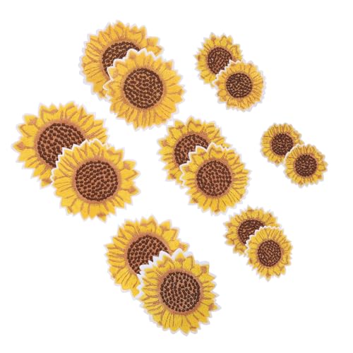 DIYEAH 1 Satz Sonnenblumenfeld Embroidery Set Stickerset Sonnenblumen Applikationen Aufnähen Stoff Aufkleber Kleidungsflicken Selber Machen Kleidung Blumenförmige Flecken Polyester 14st von DIYEAH