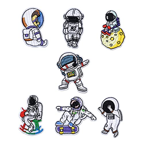 DIYEAH 1 Satz Stickereiflecken Reparaturflicken Astronaut Aufnäher Für Nähbegeisterte Kleidungsreparatur Stoffflecken Tuften Kleidungsstück Patches Kleidungsdekore Vlies 7 Stück von DIYEAH