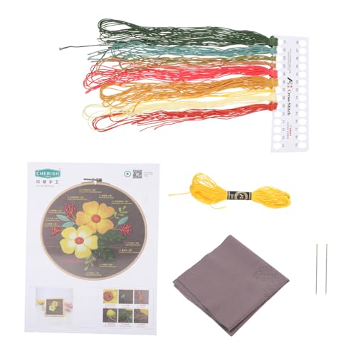 DIYEAH 1 Satz Stickmaterialpaket Perlen Häkelset Bausätze Bausatz Nähen Stich Nadel Stickfaden Teppichhaken-kits Stoff Kunst Rahmen Häkeln Stickerei Herstellung Werkzeug Yellow Stickgarn von DIYEAH