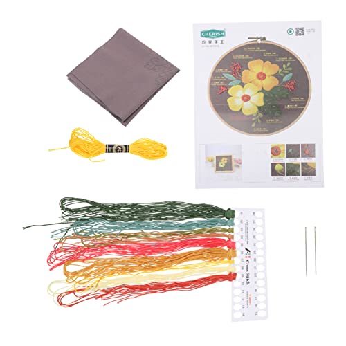 DIYEAH 1 Satz Stickmaterialpaket Stoffstickmaschine rahmen Perlen Teppichhaken-Kits embroidery kit wohnungseinrichtung werkzeug Kreuzstichpackung Anfänger Kreuzstich-Set Stickgarn Yellow von DIYEAH