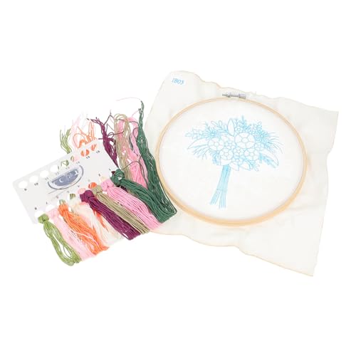 DIYEAH 1 Satz Strauß Stickerei Freundschaftsarmband-Kit Bausätze Kreuzstich-Set Stoff Handstickerei-Set Handgehaltene Blumenstickerei Kreuzstichzubehör Stickset für Anfänger Polyester von DIYEAH