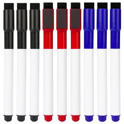 DIYEAH 1 Satz Trocken Abwischbarer Stift Schwarzer Radiergummi Schwarze Whiteboard-stifte Markierungen Whiteboard-stifte Magnetisch Radiergummis Magnetisches Whiteboard Planke Plastik 9st von DIYEAH