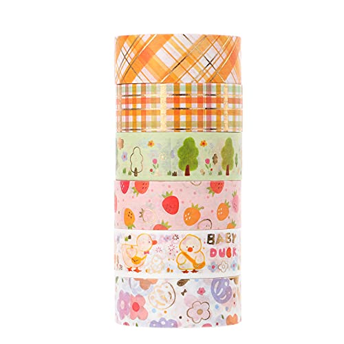 DIYEAH 1 Satz Washi Tape Markier Verpackung Transparente Maskierung Scrapbooking Textmarker Glanz Fluoreszierend Mod Kunst Und Bastelsets Klempnerband Klebeband 6Rollen von DIYEAH