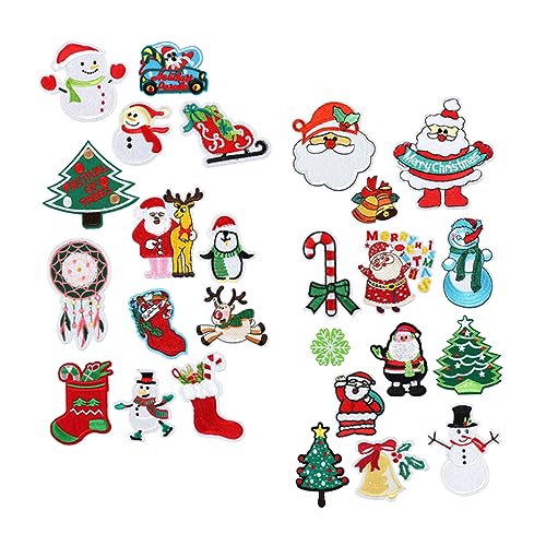 DIYEAH 1 Satz Weihnachts-Stickerei-Patch Aufnäher für Rucksäcke Aufkleber Dekoration weihnachtsdeko embroidery set Weihnachten bestickter Aufnäher DIY handgemachter Patch Polyester von DIYEAH