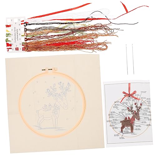 DIYEAH 1 Satz Weihnachtskreuzstich Stoff Kreuzstich-Set Häkelset Bausätze häkeln embroidery kit weihnachten wheinatsgeschenke Stickset für Anfänger Stickzubehör Baumwollkleidung von DIYEAH