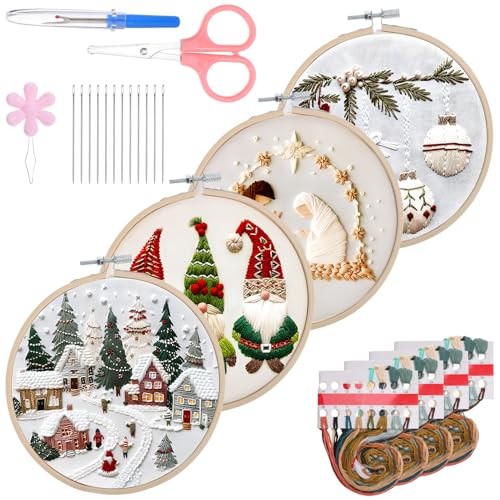 DIYEAH 1 Satz Weihnachtsset-Stickerei Stickerei- Stickerei-Werkzeugsatz Kreuzstichpackungen Stickerei Muster Weihnachtsgeschenk Bastelset Weihnachtsornament-Kit Weihnachts-Stickset von DIYEAH